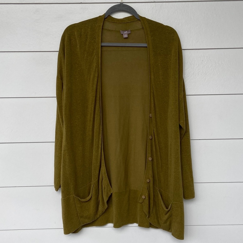 J. Jill Linen Knit Cardigan Button Pockets 1X